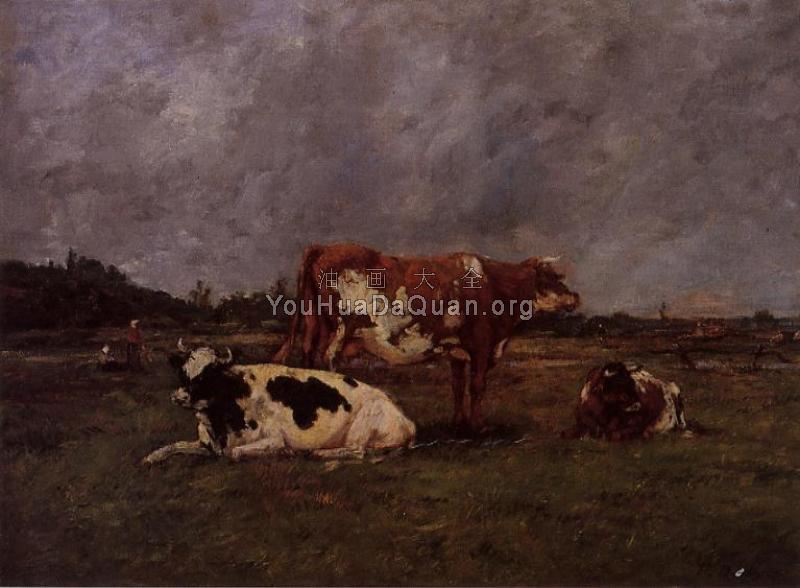 Cows in Pasture - 尤金·布丹